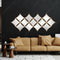 13 Diamond shaped Mirrors Metal Wall Art- Golden